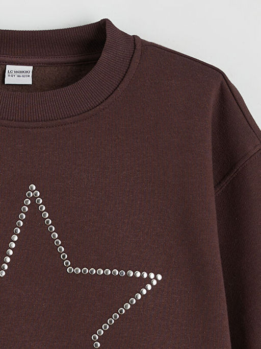 Bisiklet Yaka Ta?l? K?z ?ocuk Sweatshirt