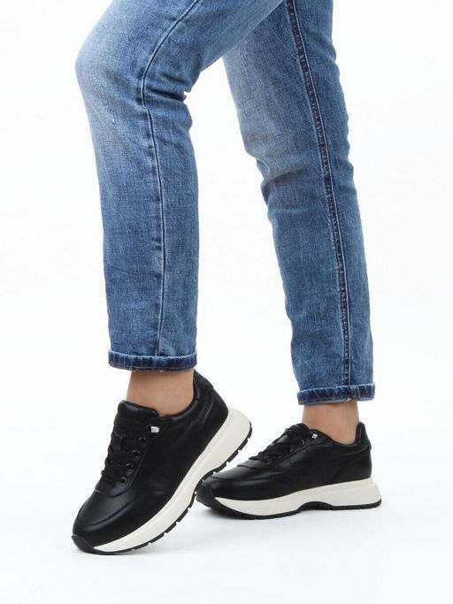 03-A970-1 BLACK Кроссовки женские (натуральная кожа)