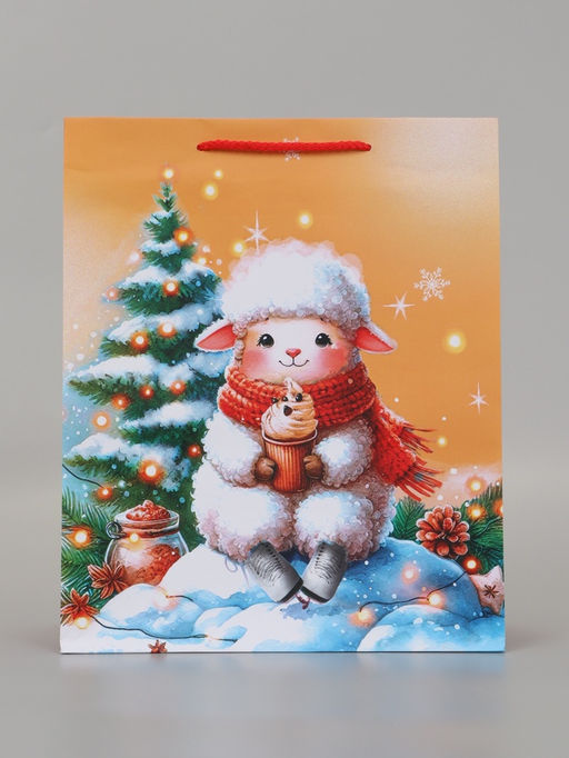 Цена за 2 шт. Пакет подарочный «Овечка с напитком», 26×12×32 см