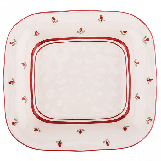 "Нежное утро" Тарелка глубокая фарфоровая 210х192х38мм, 560мл, с деколью, отводка, кремово-розовый (Китай)