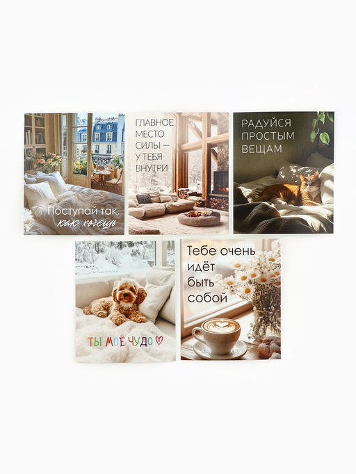 Набор мини-открыток в коробке со скрепками «Котики», 35 штук, 8 x 10 см