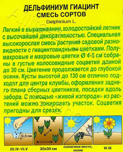 Дельфиниум Гиацинт, смесь 25шт. (Аэлита)