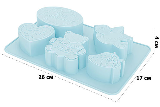 Форма для выпечки 5 ячеек 26*17*4 см голубая - Elan gallery фото 2