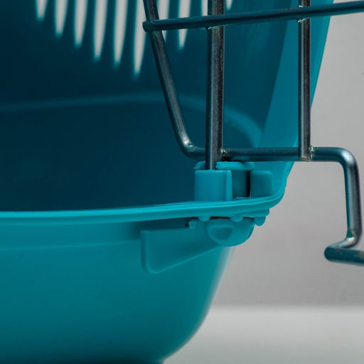 Переноска для животных до 9 кг Пижон, металлическая дверь, 43х29х27,5 см, бело-бирюзовая  фото 7