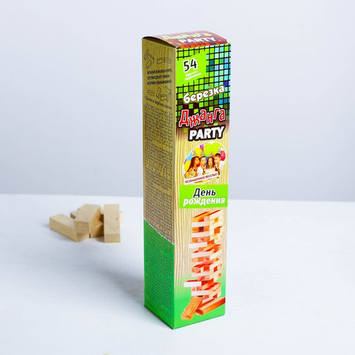 Падающая башня, дженга "Березка - День рождения", 54 бруска, макси