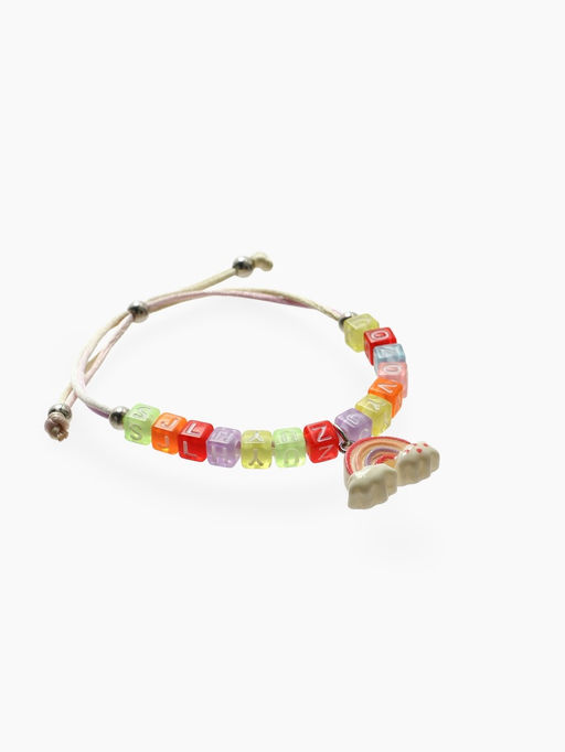 Браслет детский «Выбражулька» на затяжке, радуга с бусинами, цветной