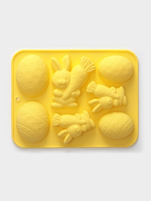 Форма для выпечки Доляна Пасха, силикон, 7 ячеек, 18.5?14.5?2.5 см, жёлтая  фото 2