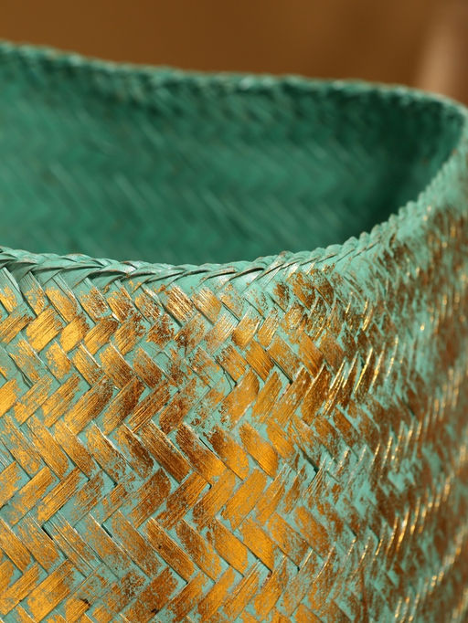 Корзинка плетёная «Голден», 25×25×30 см, голубая