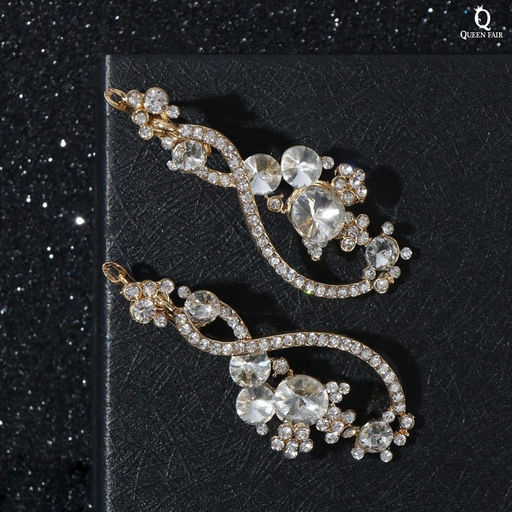 Серьги со стразами «Вечерние», белые в золоте