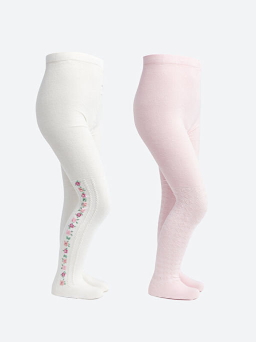 Desenli K?z ?ocuk K?lotlu ?orap 2li