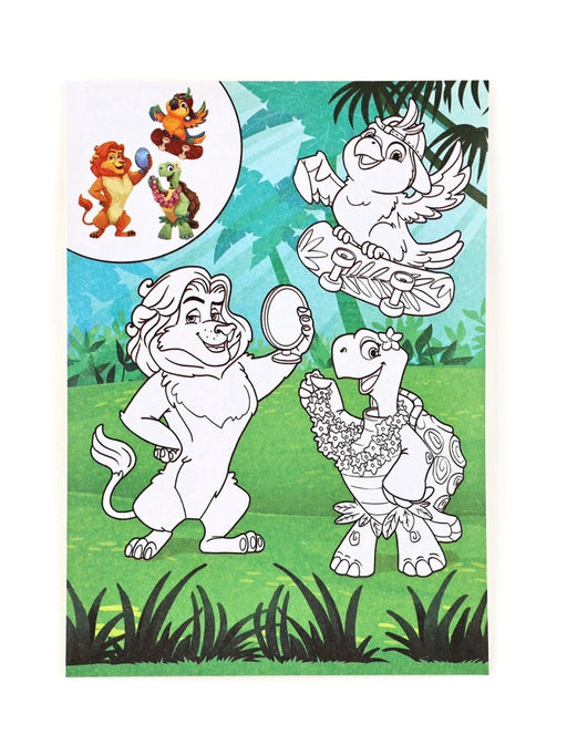 Цена за 10 шт. Наклейки детские «Джунгли», раскраска на обороте, 11×15.5 см