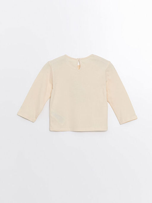 Bisiklet Yaka Bask?l? Uzun Kollu K?z Bebek Ti??rt - Waikiki фото 3