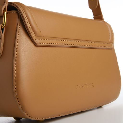 Сумка женская мессенджер TEXTURA на клапане, 23×6×13 см, тёмно-бежевая