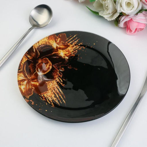 Тарелка «Золотые цветы», 20 см