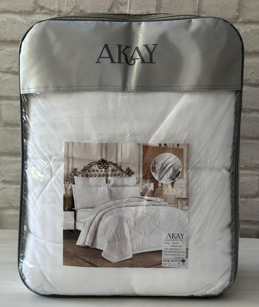 КПБ AKAY SATIN BEAYZ с одеялом белый евро