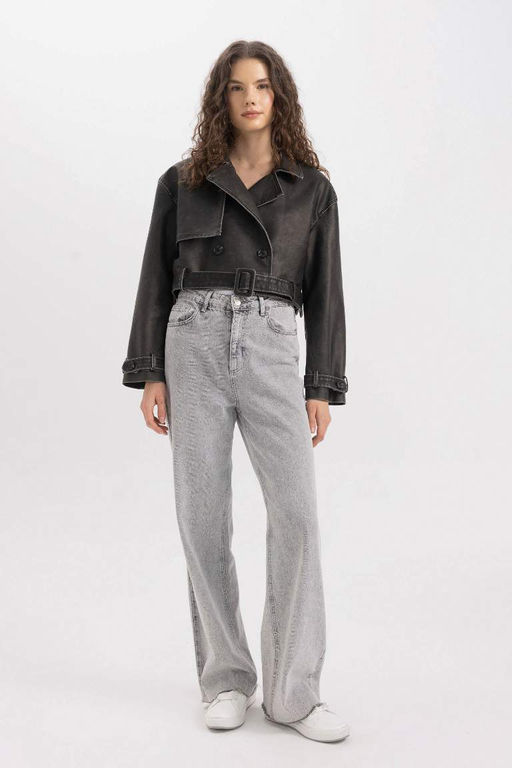 Куртка из искусственной кожи из тафты стандартного кроя - Defacto фото 2