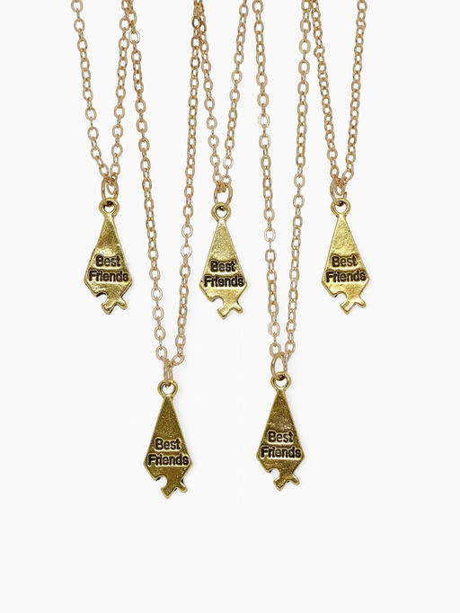 Кулоны парные на цепочке «Неразлучники. 5 пазлов», L=45 см, набор 2 шт. цвет золото