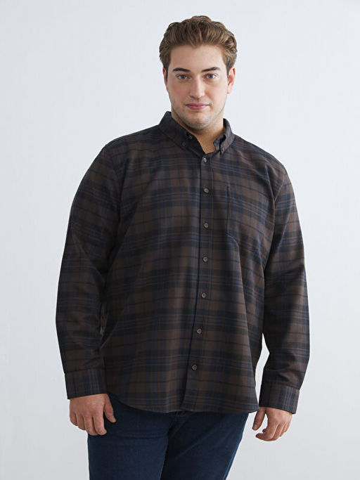 Regular Fit Uzun Kollu Ekose Gabardin Erkek G?mlek