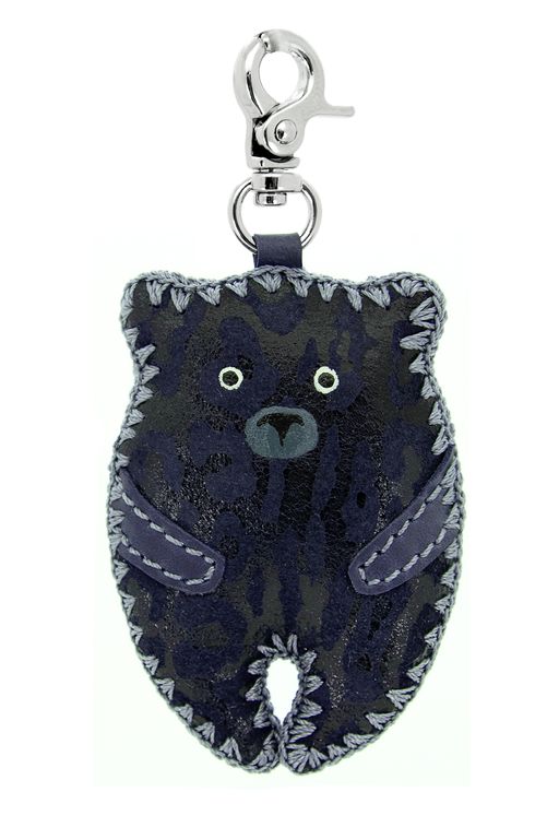 Брелок кожаный Миша ДС-488.24 черный+синий