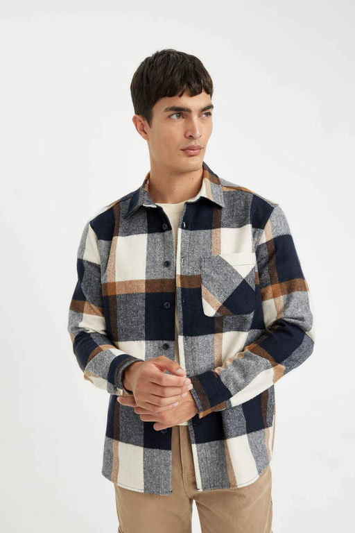 Рубашка Lumberjack с длинными рукавами и воротником-поло стандартного кроя в клетку - Defacto фото 5