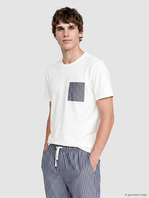 Regular Fit ?izgili Erkek Pijama Tak?m?