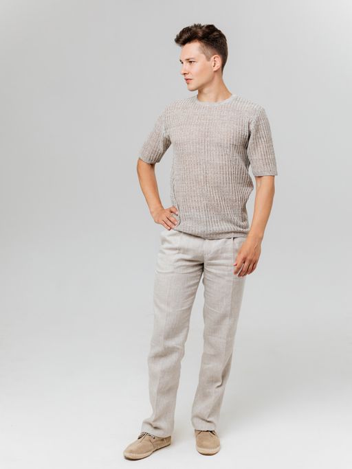 100% лен Брюки - Синий лен фото 8