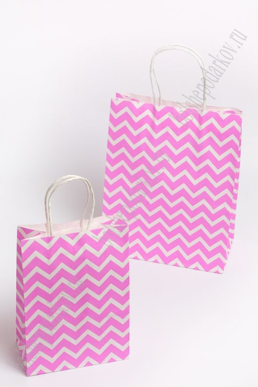 Пакет крафтовый с рисунком "Зигзаг" 21*27*11 см (12 шт) SF-7173, фукси