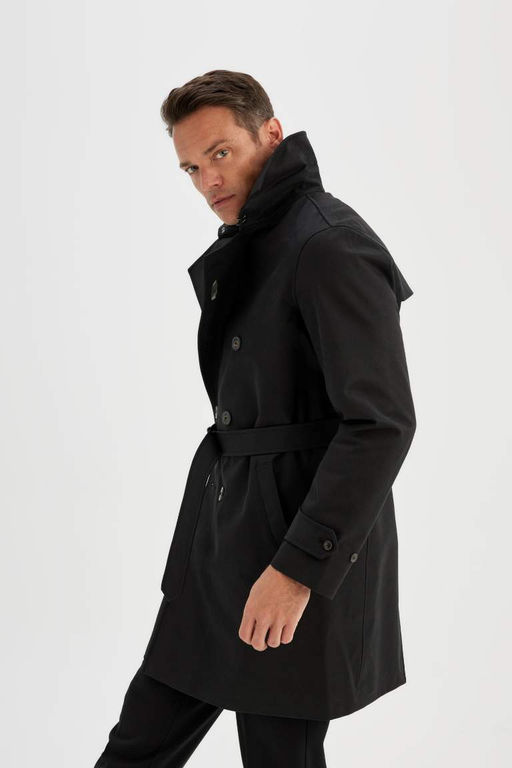 Водонепроницаемый тренч стандартного кроя на подкладке - Defacto фото 4
