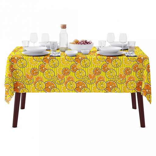 Скатерть 240х145см "Апельсины, вид 5", длина стола до 200см, на 10-12 персон, рогожка (хлопок 100%) 171г/м2, упаковка классическая, пакет ПВХ 25х41см, "Домашняя мода" (Россия)