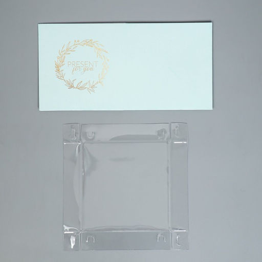 Цена за 2 шт. Коробка подарочная для цветов с PVC крышкой, упаковка, «Present», 12 х 12 х 12 см