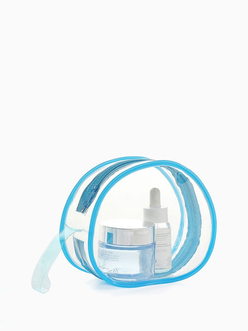 Косметичка на молнии для бассейна, с ручкой, маленькая, голубая/прозрачная