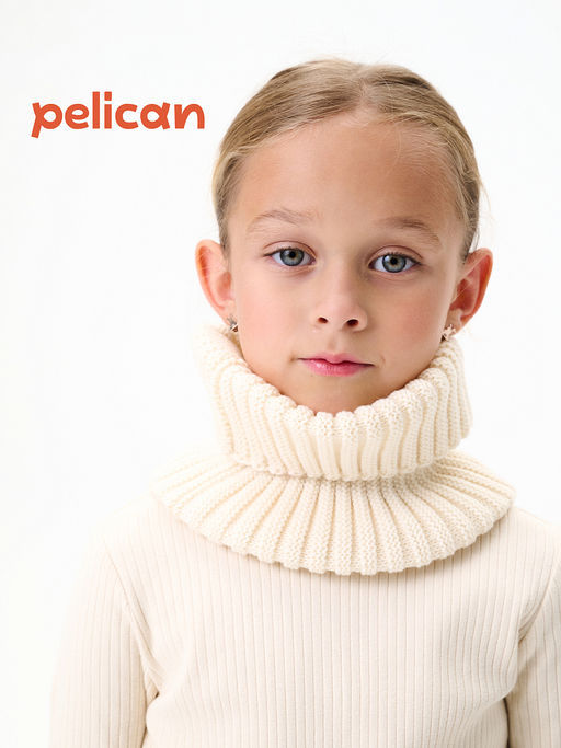 PELICAN, шарф (модель "снуд") для детей, Молочный