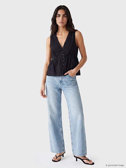 V Yaka Dantel Detayl? Peplum Bluz