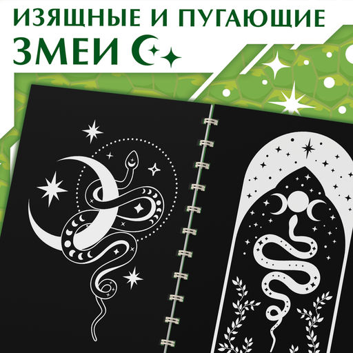 Цена за 6 шт. Гравюра-блокнот детская Змеи, 8 картинок, переливающийся фон, со штихелем - Буква-ленд фото 4