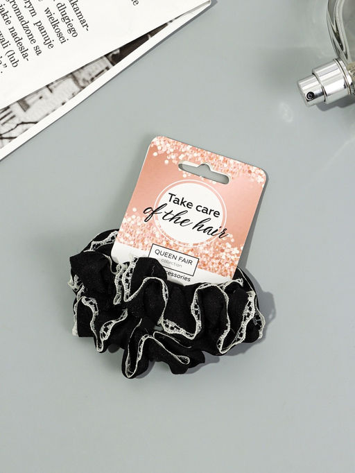 Цена за 6 шт. Резинки для волос «Каприс», набор 2 шт., 7 см, чёрные