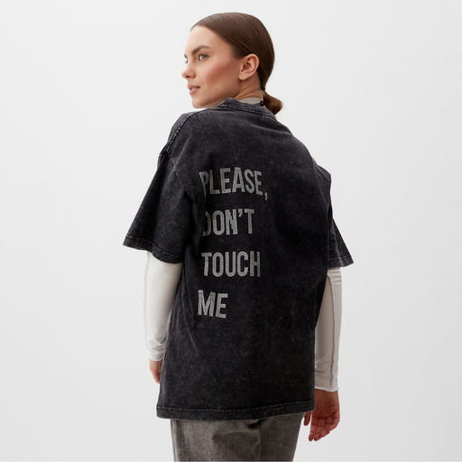 Футболка из вареного хлопка женская Mist Don&apos;t touch me, размер S, чёрная