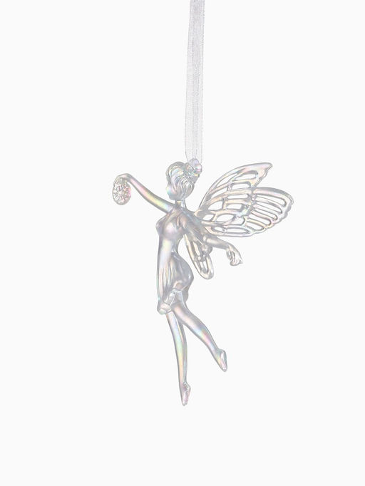 Цена за 2 шт. Ёлочная игрушка Зимнее волшебство. Фея с шариком, 1211.5 см, белый перелив  фото 9
