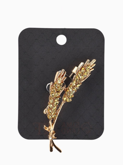 Брошь «Колосья» пшеницы, цвет жёлтый в золоте