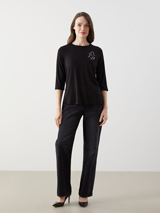 Bisiklet Yaka Ta?l? Kad?n Bluz