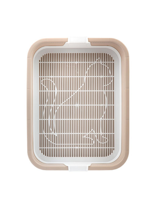 Туалет для кошек "Мур-мяу", 33×25×7 см с сеткой, пластик, бежевый