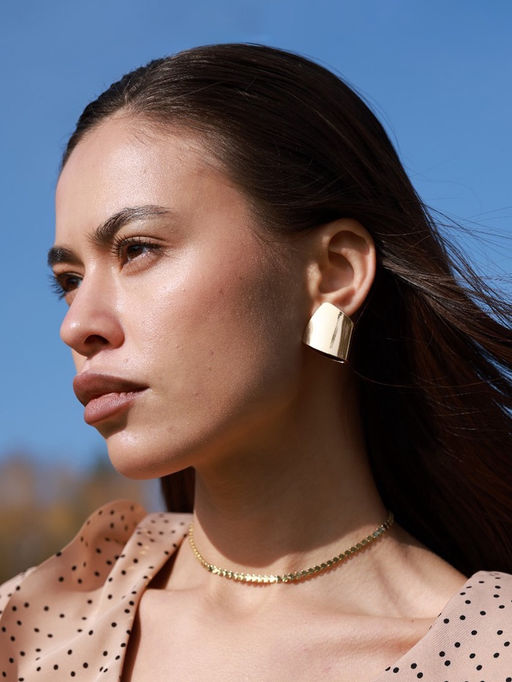 Серьги металл Геометрия заворот, цвет золото