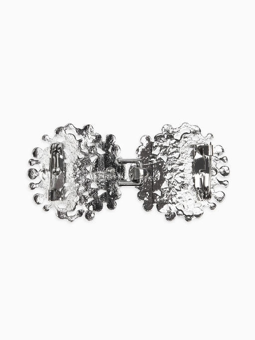 Зажим для кардигана "Ажур", веер, цвет белый в серебре