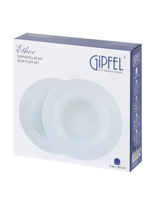 52214 GIPFEL Набор тарелок суповых ETHER 22 см (2 шт.). Материал: керамика. Цвет: светло-голубой.
