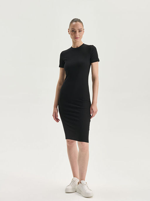 Bisiklet Yaka Bodycon Elbise