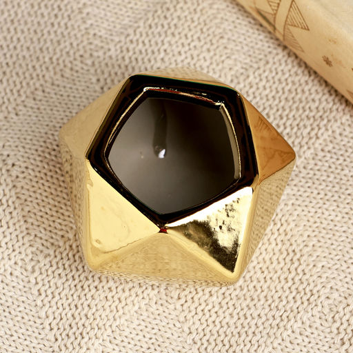 Декоративное кашпо для цветов «Золотой многогранник», 9×9×7 см, керамическое, золотистое