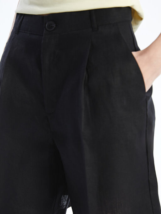 Loose Fit %100 Keten Kad?n ?ort