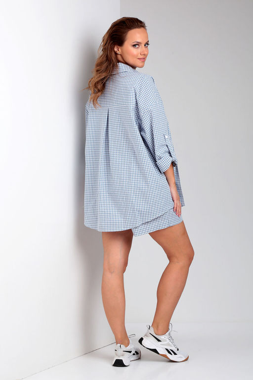 Костюм Liona Style 899 голубая клетка  фото 3
