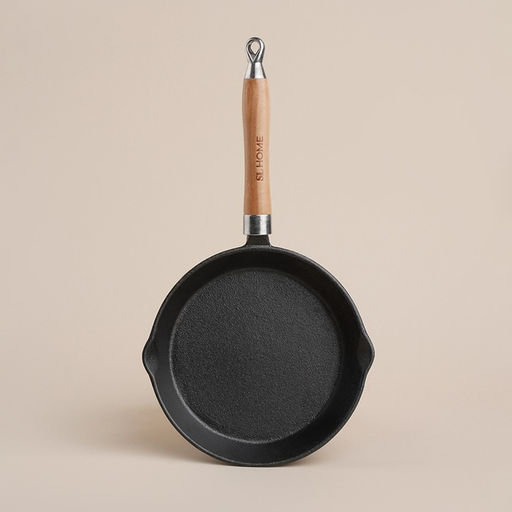 Сковорода SL Home, d=20, h=4 см, на деревянной подставке, индукция, чугун, чёрная