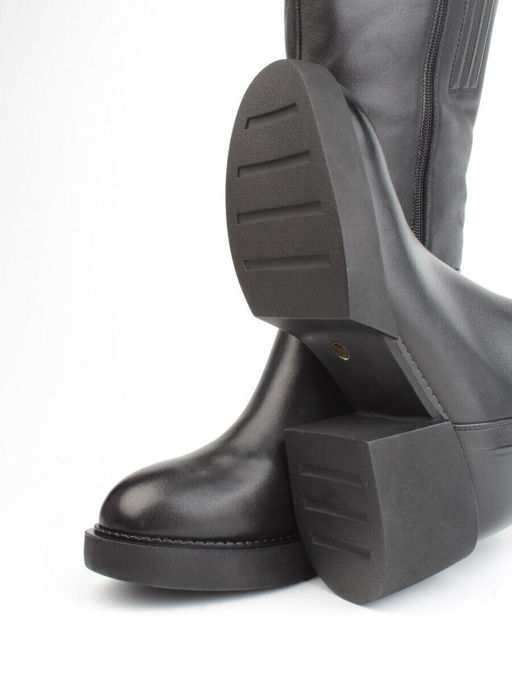 02-FI908-1M BLACK Сапоги зимние женские (натуральная кожа, натуральный мех)