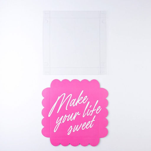 Цена за 5 шт. Коробка для печенья, кондитерская упаковка с пластиковой крышкой, Make your life sweet, 18?18?3 см